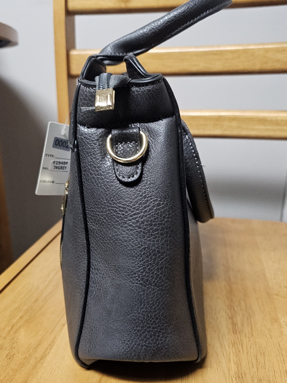Gray Neutral Handbag Purse Tote Feminine Classic Work Travel Laptop Office - Picture 2 of 5